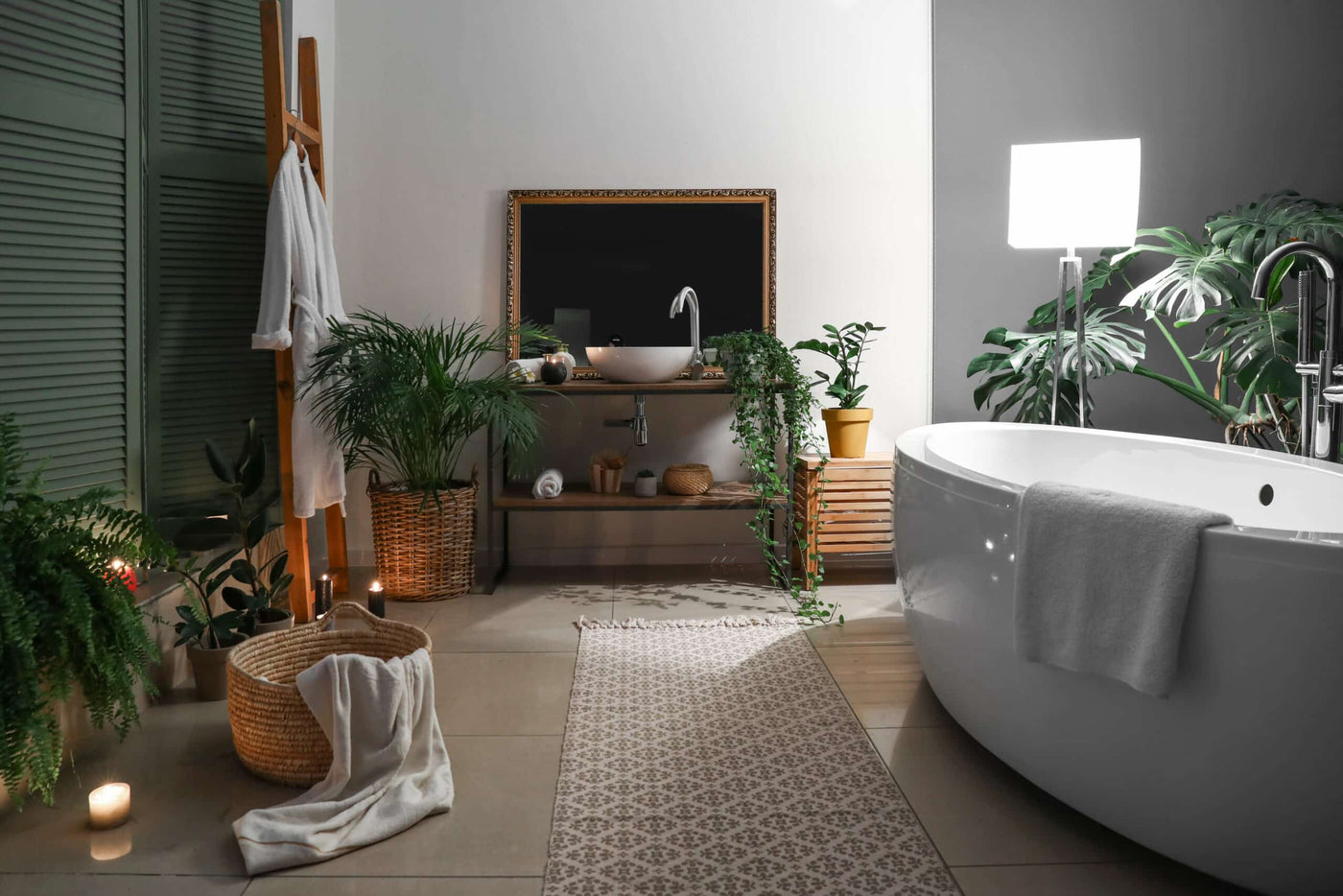 Intérieur d’une salle de bain d’une maison équipée d’un déshumidificateur central